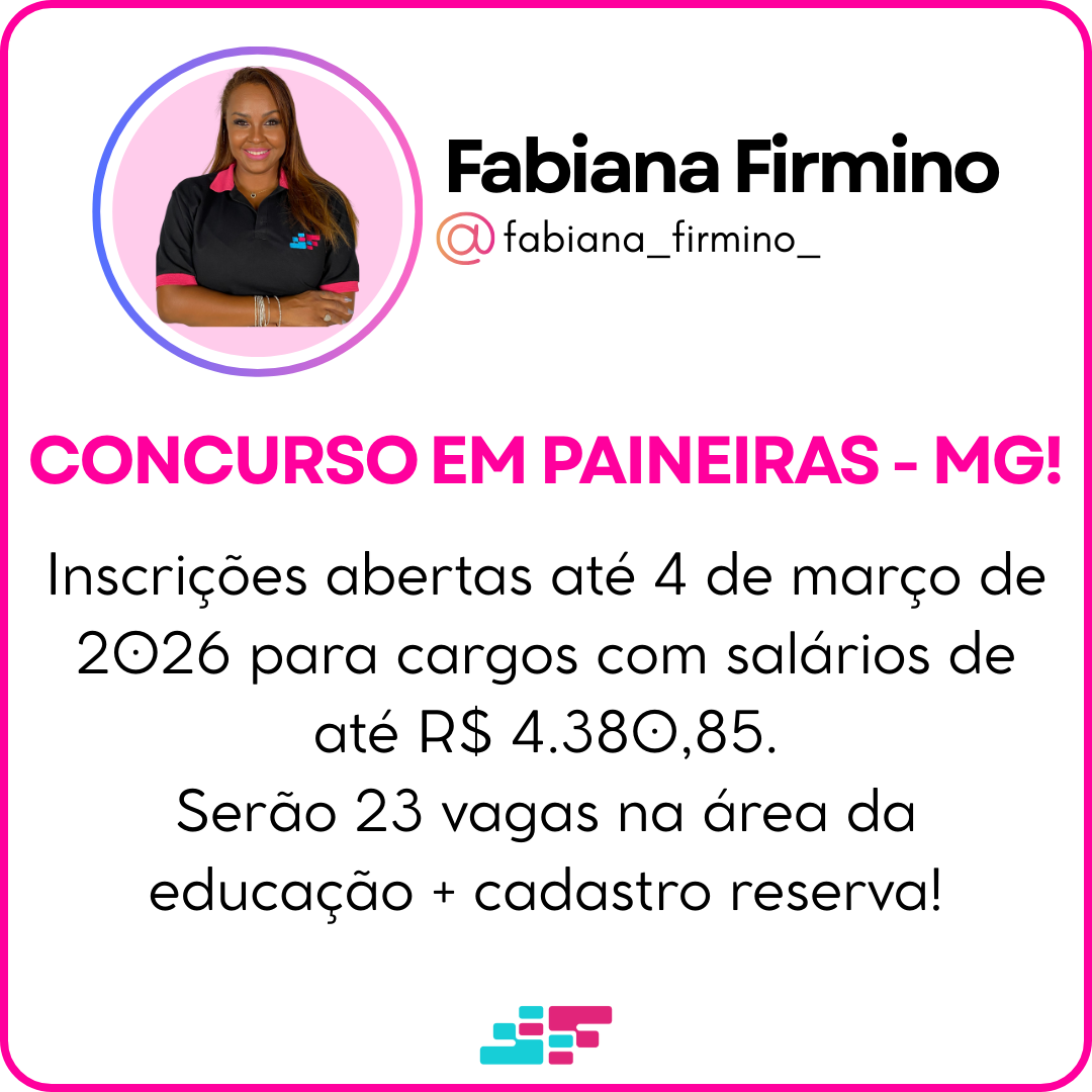 Banner do concurso público de Paineiras MG com informações sobre vagas e inscrições.